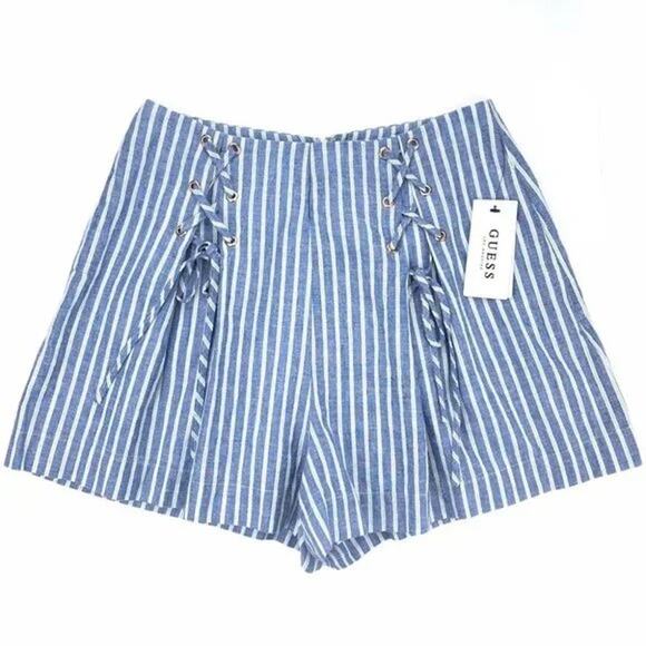 NWT GUESS Hermosa High Ruse Linen Striped Shorts Size Small - Picture 6 of 10